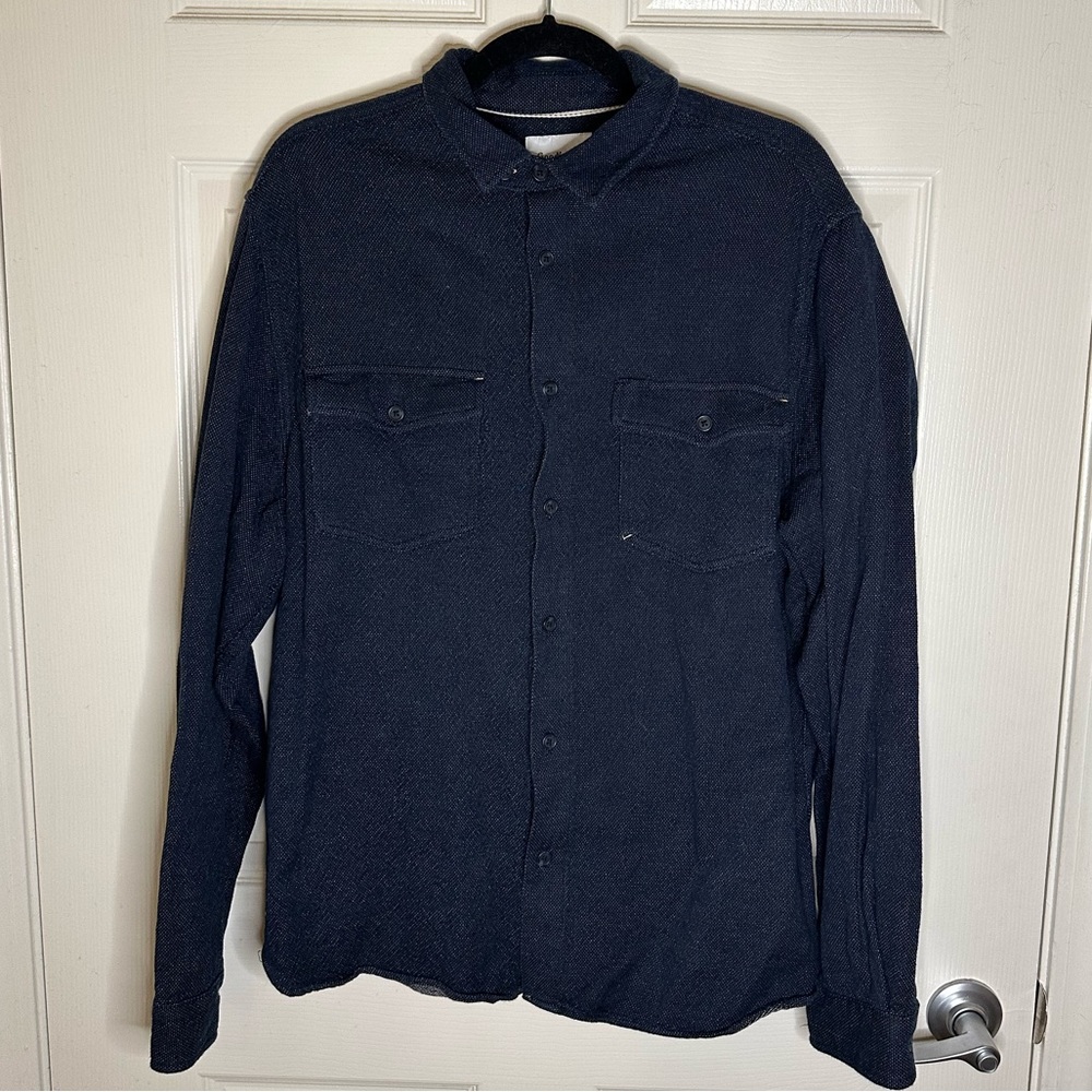 Goodfellow & Co navy long sleeve button down flannel shirt - Size L